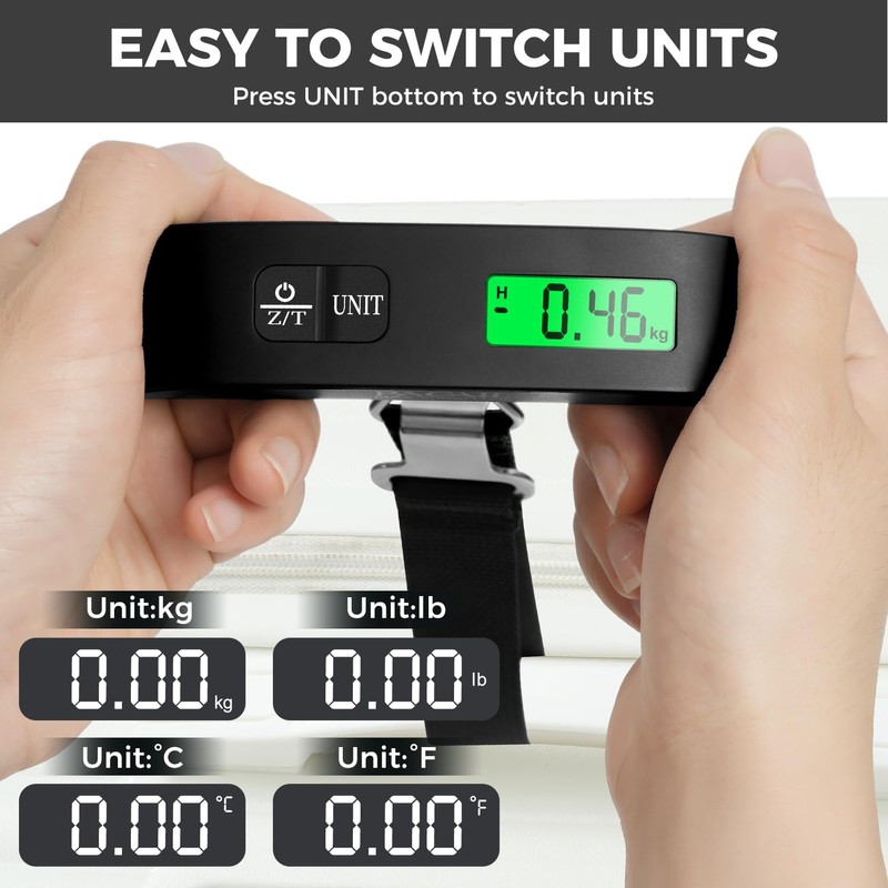 BAGAIL Digital Luggage Scale, 110lbs Hanging Baggage Scale with Backlit