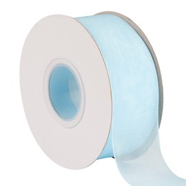 Cinta de organza transparente de 1-1/2 pulgadas, cinta de gasa brillante de niebla azul para manualidades, decoración de fiesta de boda, envoltura de regalos, ramos de novia (50 yardas)