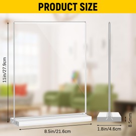 Dynta Acrylic Sign Holder 8.5 x 11 Inches 14 Pack Double Sided Clear Display Stand Vertical Table Sign Holder Plastic T Shape Document Menu Flyer Holder for Office Stores Restaurants Wedding Party