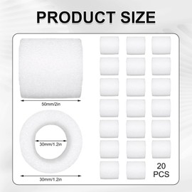 20 Pcs Curtain Spacers, Plastic Spacers for Eyelet Curtains, 50mm Length, Universal Fit for Indoor and Outdoor Use, Durable Foam Material for Perfect Pleats on Curtain Poles up to 35mm