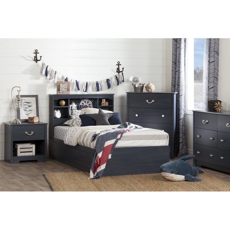 South Shore Aviron Bookcase Headboard, Twin, Blueberry