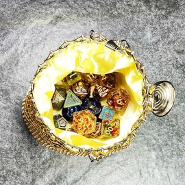 Sages Gala Purse Vintage-Style Gate-Top Scaled Beggar Purse for Dice, Jewelry, Cosmetics, Bag, Pouch (Gold)