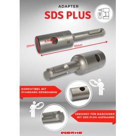 WERHE Professional Adaptor for Earth Drill Suitable for SDS Plus Drill, Cordless Drill, Cordless Screwdriver, Pile Drill with Bolts Made of High-Quality Spring Steel