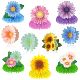 Nezyo 10 Pieces Sunflower Honeycomb Centerpiece Table Toppers, Autumn Summer Spring Birthday Decor for Women Kids Office Classroom Birthday Party Easter Butterfly Party Daisy Mother's Day Supplies