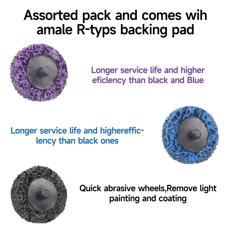 Shineboc 2 Inch CSD Disc Sanding Disc, Purple/Blue/Black Cleaning Disc