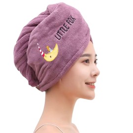 AGKXHDEC Microfiber Towel, Hair Turbans for Wet Hair, Drying Hair Wrap for Women(The Color of The Picture is for Reference only) (Purple with Moon)
