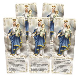 Needzo 15 Promises of The Rosary Bookmark, Jumbo Laminated Page Markers, Double Sided, 6.5 Inches (Pack of 5)