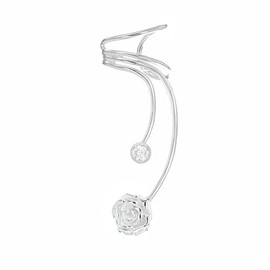 Tuscany Silver Sterling Silver Wire Rose and Cubic Zirconia Ear Cuff