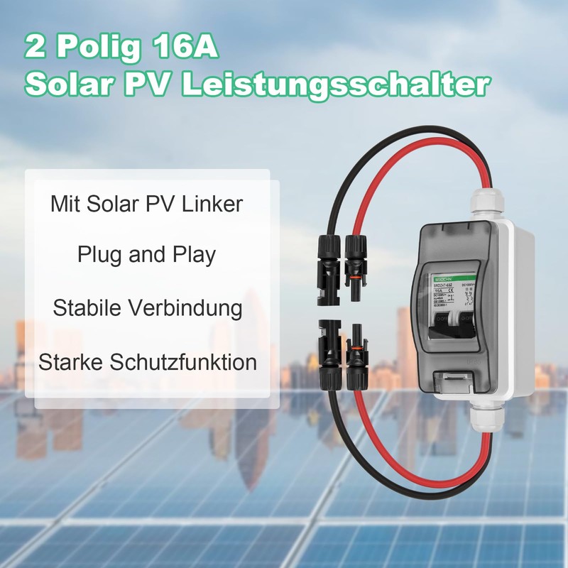 TEOV DC Isolator Switch Solar PV, 2P 16A 1000V Solar