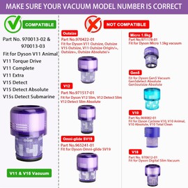 EFOTIML 3 Pack Vacuum Filters Replacement for Dyson V11 Torque Drive V11 Animal V11 Complete V11 Extra V15 Detect V15s Detect Submarine Vacuums, Dyson Replacement Filters,Compare to Part 970013-02