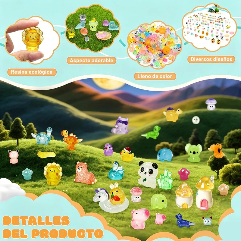 160 Mini Animales Figuras De Resina Brillan En La Oscuridad