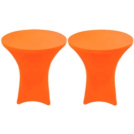 Gowinex 2 Pack Neon Orange 30 x 42 inches Cocktail Highboy Spandex Fitted Stretch Tablecloth Table Cover Wedding Event Party