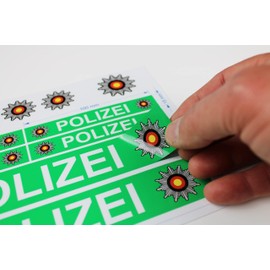 beihaasnatuerlich® Police Sticker - 11-Piece Sticker Set - Scratch-Resistant - Weatherproof Film - Accessories for Bobby Car, Bicycle, Balance Bike, Model Making, Bike, Boat, Car, Playmobil - Badge RC