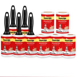 Trapsters USA Lint Roller for Pet Hair Extra Sticky – Bulk Fur & Lint Remover Brushes for Clothes. Couch, Furniture, Car Seat, and, Blanket 100 Sheets per Roller (5 Handle Sets + 5 Refills)