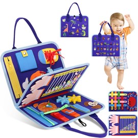 Busy Board for Toddlers, Montessori Sensory Toys Activity Board for Fine Motor Skills, Preschool Educational Learning Gifts for 1 2 3 4 5 Year Old Girls & Boys, Autism Toys, Car Airplane Travel Toy