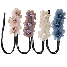 Bun Hair Accessories with Flower, 4 Pieces Flower Hair Bun Roller Twist Hairstyle, Bun Hair Clip Lazy Curler, Hair Accessories Women's Bun Maker, Hair Bun Maker Elegant Styling, for Women