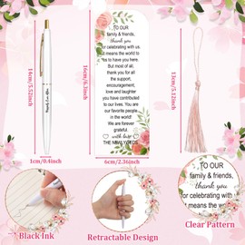 Yexiya 100 Sets Wedding Bridal Shower Pens for Guests Bridal Shower Favors Includes Black Ink Ballpoint Pen Thank You Bookmark with Tassels for Guest Gift Game Prizes Party Favor (Maple Leaf Red)