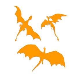 Overly Attached Decals 3 Dragons Flying Vinyl Decal for Car Truck Glass Window Laptop Electronics - 10" Orange
