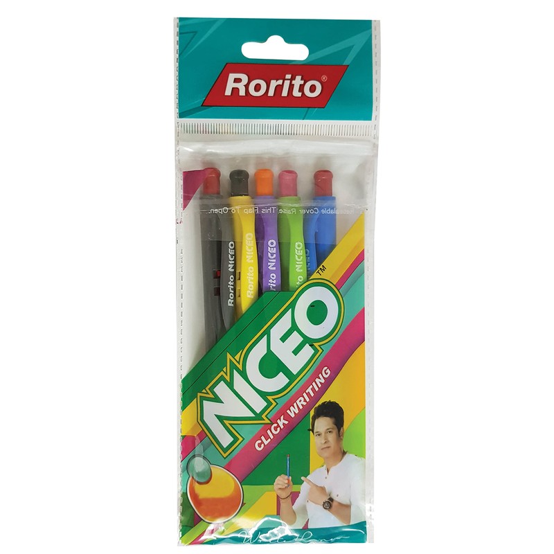 rorito 5 x 0.7mm Tip Niceo BLUE Retractable Ballpoint Pens