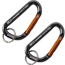 SK11 Aluminum Carabiner B, Black, 0.2 x 2.0 inches (5 x 50 mm), SAC-550B (Set of 2)