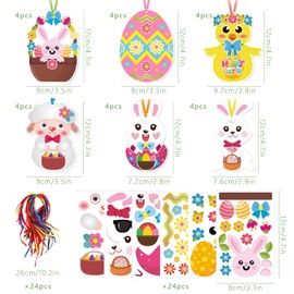 SJUNJIE 72 Easter Craft Set Easter Crafts Children Chicks Bunny Easter Egg Combination Decoration Easter Pendant Decoration Creative Crafts Easter Crafts Spring Crafts Children