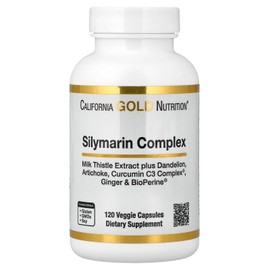 California Gold Nutrition Silymarin Liver Health Complex, Milk Thistle Extract with Curcumin, Artichoke, Dandelion, Ginger, Black Pepper, Synergistic Liver Detox & Cleanse, 120 Veggie Capsules