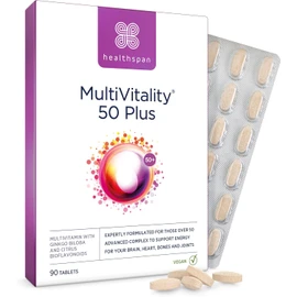 Healthspan Multivitamin 50 Plus | Advanced Multivitamin for Adults Over 50 | Supports Immune Health, Energy, and Cognitive Function | With 13 Essential Vitamins, 12 Minerals, Ginkgo Biloba & Citrus Bioflavonoids | Vegetarian | 90 Tablets