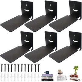 SHTCSZBA Invisible Floating Bookshelves Wall Mounted, Heavy-Duty Book Organizers, Iron Wall Mount Storage Shelves for Bedroom, Living Room, Classroom, Office, Library (Black,6 Pack)