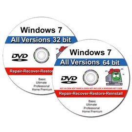 9th & Vine 2 DVDs Compatible With Windows 7 32-64 bit All Versions Professional, Home Premium, Ultimate, Basic. Install To Factory Fresh, Recover, Repair and Restore Boot Disc. Fix PC
