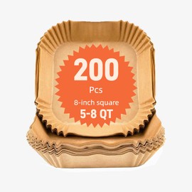 Air Fryer Disposable Paper Liners Square, Non-Stick Parchment, AirFryer Accessories for Baking Microwave Oven Frying Pan, Oil Proof, Water Proof (200PCS, 7.9inch)