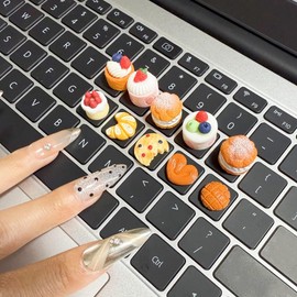 30pcs Fruits Keycap,Fruit Keyboard Key Caps,Raised Keyboard Stickers for Long Nails,Resin Comfortable Typing Keyboard Covers for Gaming Laptop PC Computer Desktop Christmas Gift(Fruit B,30pcs)