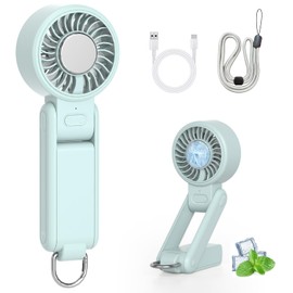 (2026 Model Handy Fan, 180° Stepless Adjustment) Handy Fan, 4-Way Cooling Plate (Tabletop, Handheld, Neckband, Carabiner), Small, Portable Fan, Cooling Sensation, Handheld Fan, Explosive Wind, 4-Level Air Flow Adjustment, 180° Stepless Adjustment, Type-C Rapid Charging, Heatstroke Prevention (Blue)