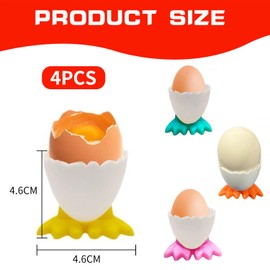 4 Pcs Egg Cup Holders & 1 Egg Bottle Opener Set, Boiled Egg Stand for Breakfast, Stainless Steel Easter Egg Cutting Machine, Kitchen Accessories