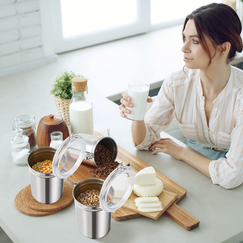 Lallisa 12 Pcs Stainless Steel Canisters 62 oz Stainless Steel