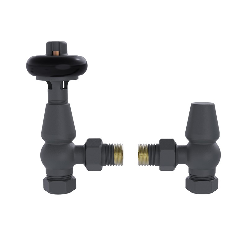 NRG Traditional Antique Angled Central Heating Radiator Valve 15mm Thermostatic