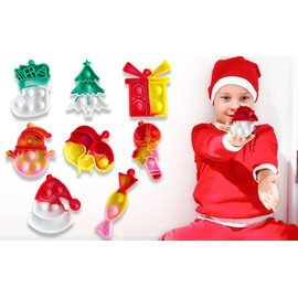 32Pcs Christmas Mini Pop Keychain Fidget Toys, Mini Pop Bubble Christmas Fidget Toy, Silicone Mini Pop Toys Bulk for Kids Anxiety Stress Reliever for Adults