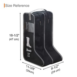 KOVOSCH 2 Pack Portable Boots Storage Bag, Black Shoe Bags for Storage and Travel Dust Proof Travel Shoe Bags for Packing (Large)