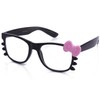 Women's Cute Glasses Frame Kitty Cat Wiskers with Bow Clear