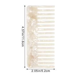 yueton 1 Pack Acetate Wide Tooth Comb Stylish White Comb Large Toothed Hair Comb Pocket Comb for Curly Wet Thick Hair