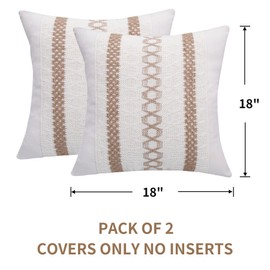 Hittun Boho Throw Pillow Covers 18x18 Set of 2 Soft Linen Farmhouse Pillow Covers Rustic Neutral Decorative Pillow Cases for Couch,Bed,Living Room Home Decor