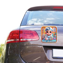 Premium Baby On Board Signs, Car Essentials - Baby On Board Sticker - 2 Pack, 5" by 5" - Cute - Cartoon Safety Signs - Non Magnet - Durable Strong Adhesive (Doctor)