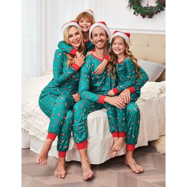 Ekouaer Christmas Pajamas for Family Matching Pj Sets Womens Mens Kids Pjs Long Sleeve Sleepwear Lounge Sets Outfits