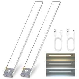 Under Cabinet Lights Wireless, Rechargeable Motion Sensor Light Indoor, 160LM Closet Light 3 Color Dimmable, Magnetic Strip Lighting for Kitchen Counter Stair