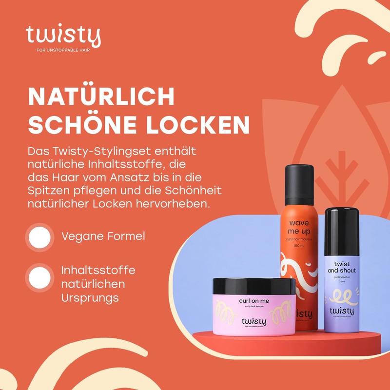 TWISTY Curl Routine Set: Curl Cream, Curl Foam & Curl
