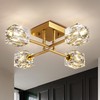 OKES Gold Modern Sputnik Chandelier Ceiling Light Fixtures,4-Lights Industrial Crystal