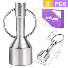 ZeriLion 2 Pack Magnetic Keychain Quick Release Strong Neodymium Magnet - Jewelry Tester Key Ring for Gold Silver, Metal Detector Keychain