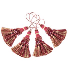 BEL AVENIR Set of 4 Tassel for Craft Elegant Polyester Tassels for Pillow Key Tassel DIY Accessories for Curtain and Home Decor- Red