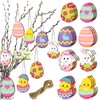 Pack of 24 wooden Easter pendants, 8 Easter decorations, wood,