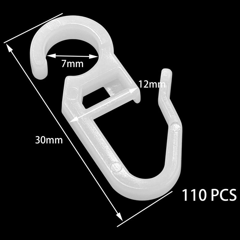 110 PCS Plastic Curtain Hooks – Glider Hooks for Curtain