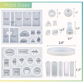 LET'S RESIN Resin Jewelry Molds for Beginners,16Pcs Resin Jewelry Making Kit with Barcelet Molds,Pendant Molds,Ring Molds,Resin Silicone Molds for Epoxy Resin,UV Resin
